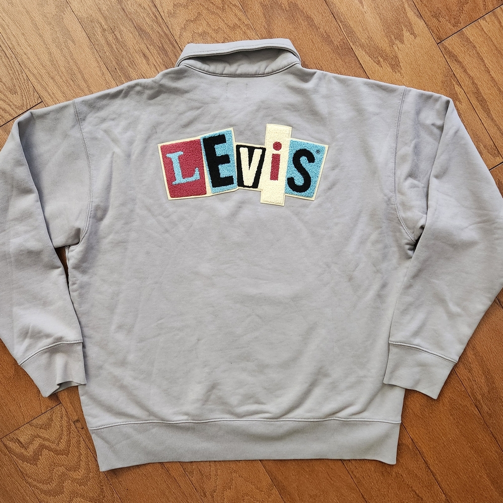Levi's Skateboarding Quarter-Zip Collared Sweatshirt Grey Pullover Mens Large